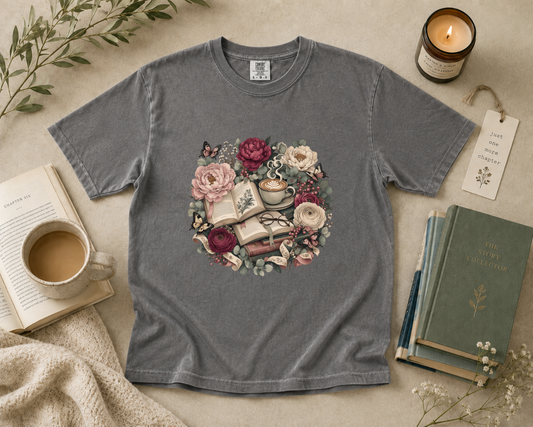 Floral Book Wreath T-Shirt