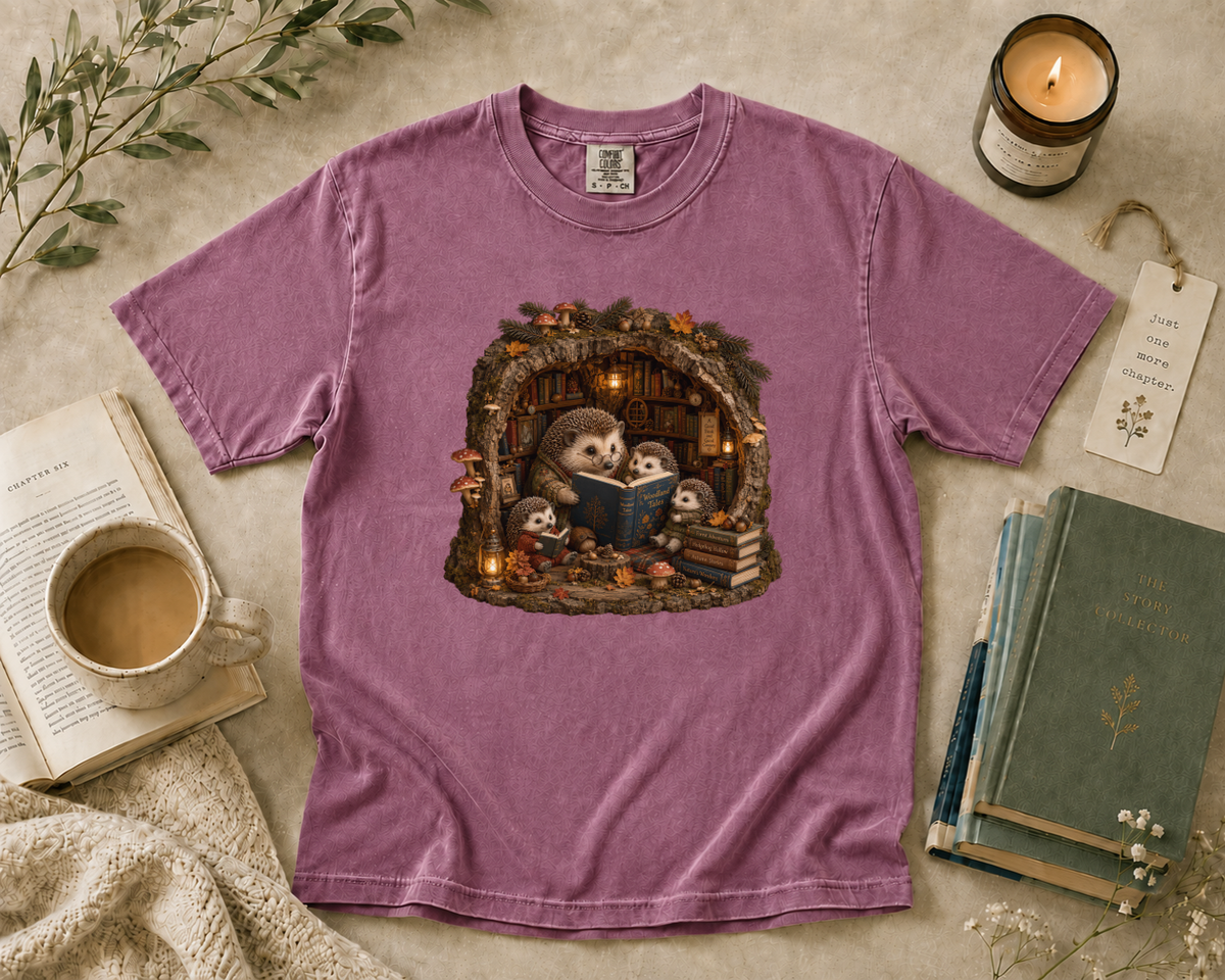 Woodland Hedgehog Library T-Shirt
