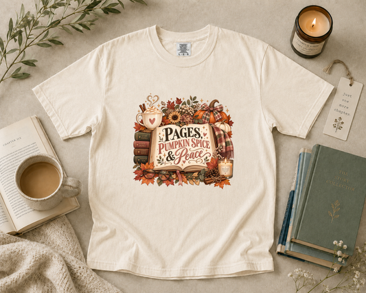 Pages Pumpkin Spice & Peace T-Shirt