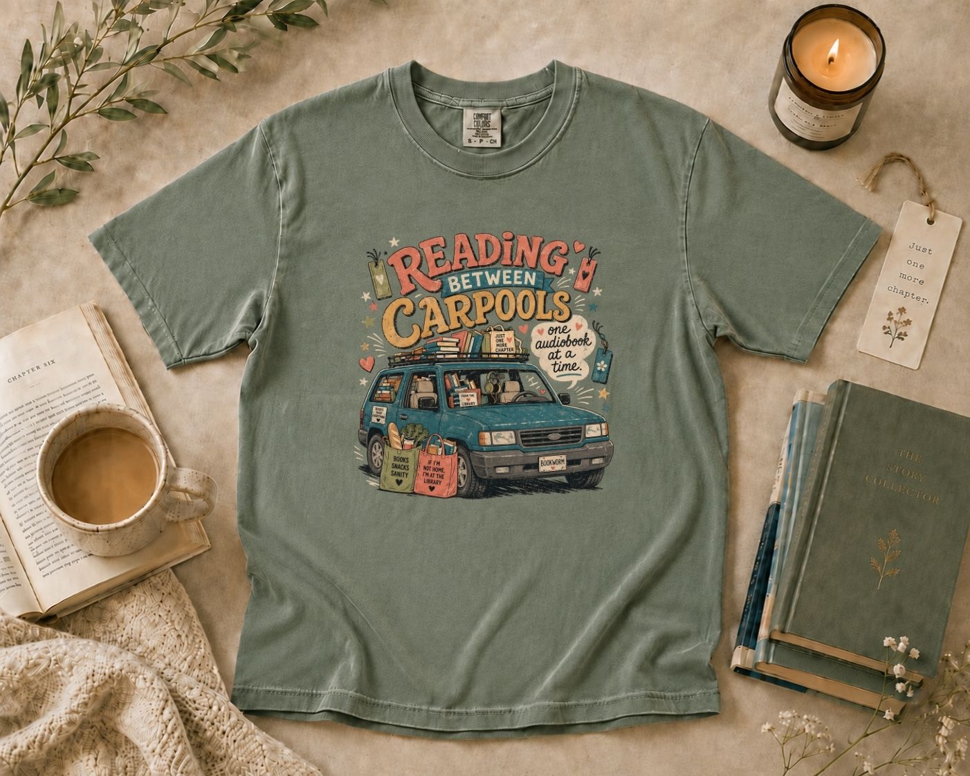 Reading Between Carpools T-Shirt