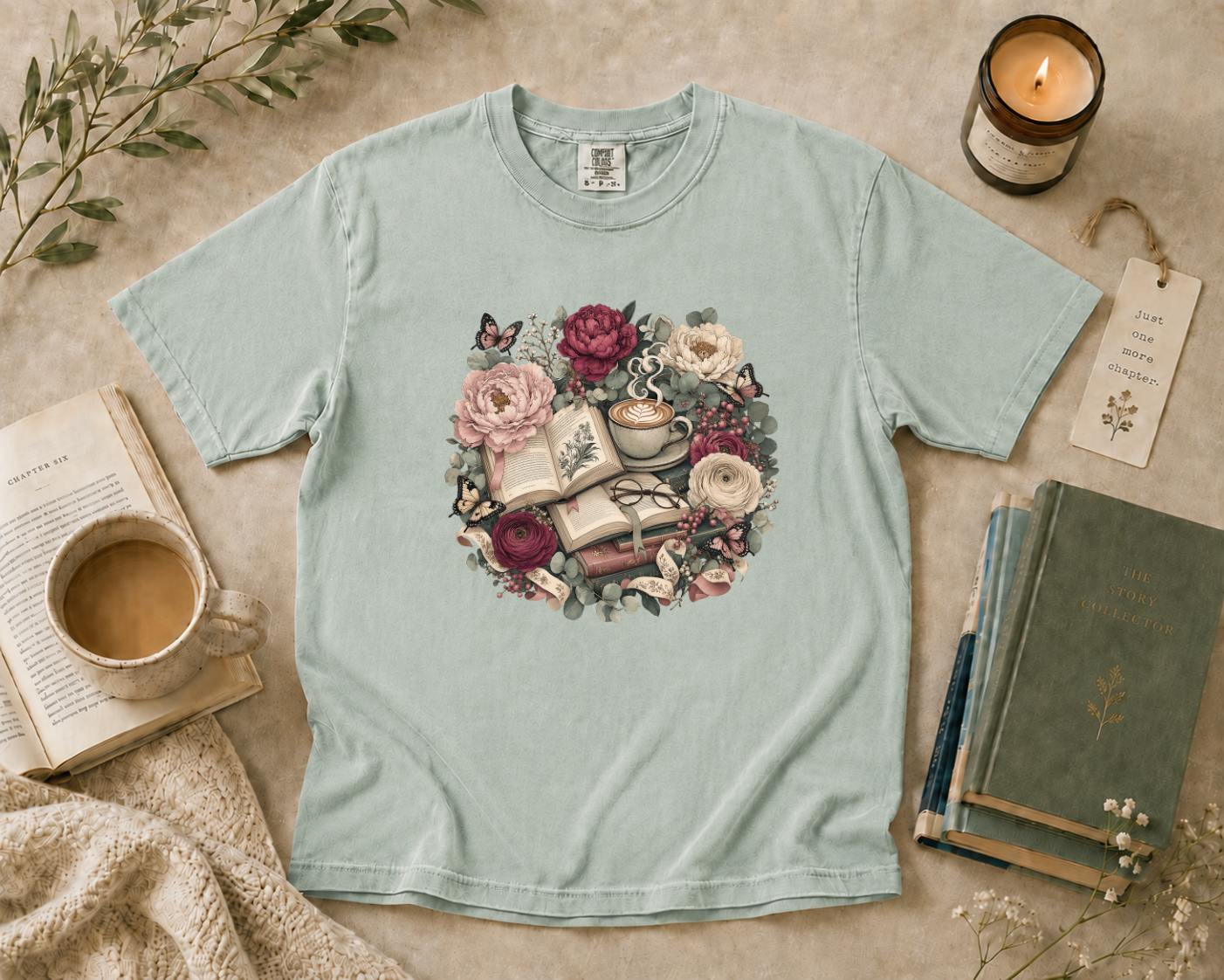 Floral Book Wreath T-Shirt