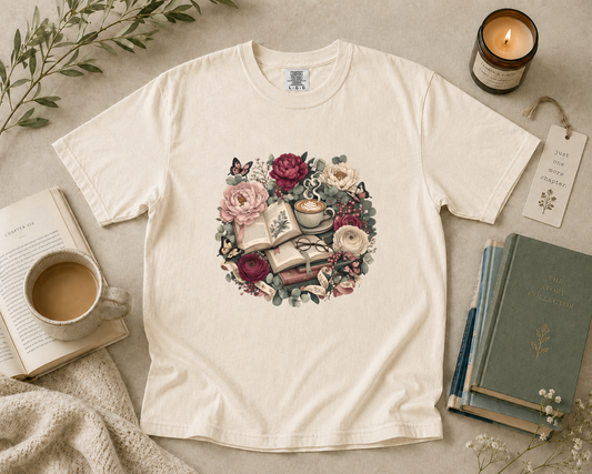 Floral Book Wreath T-Shirt