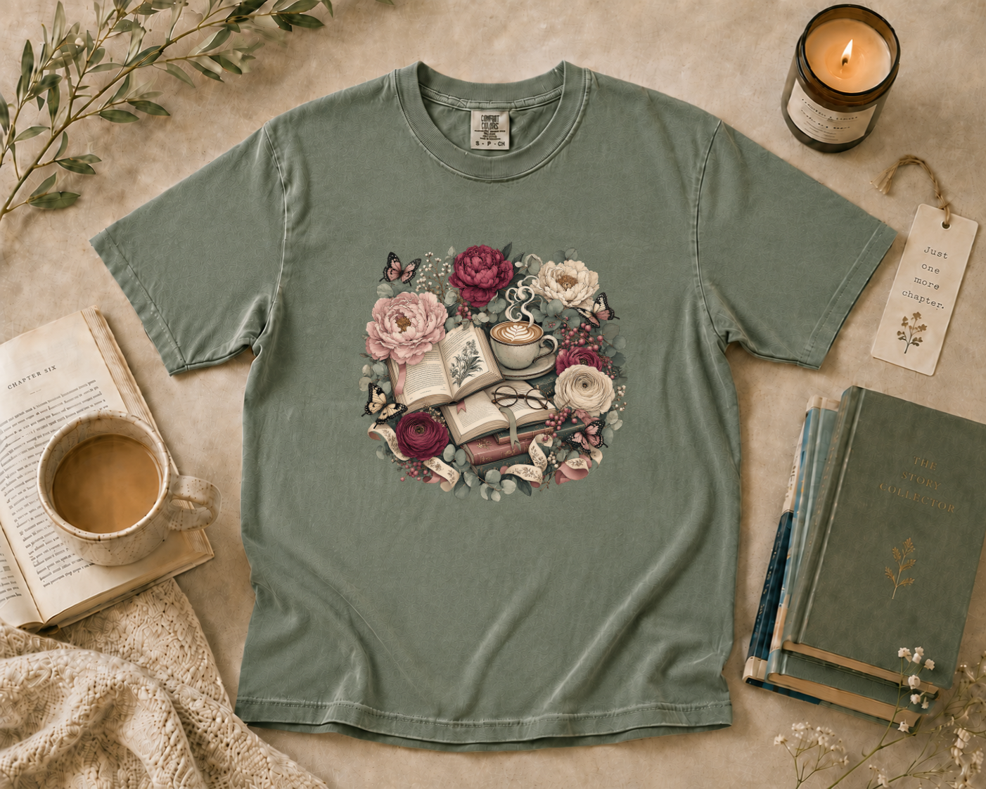Floral Book Wreath T-Shirt