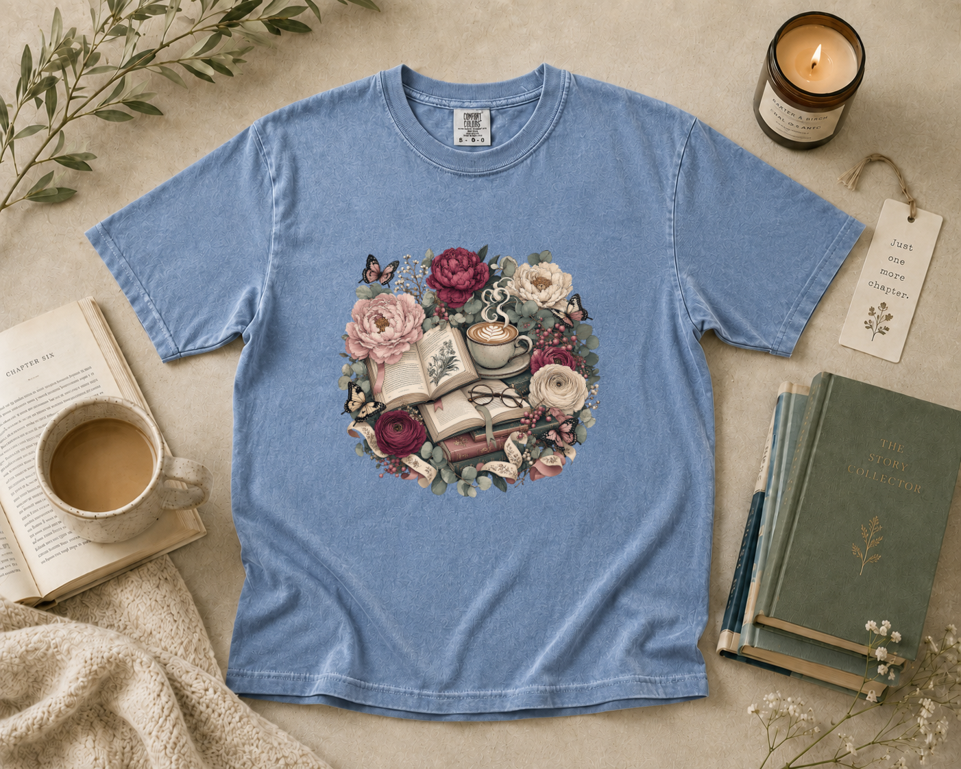Floral Book Wreath T-Shirt