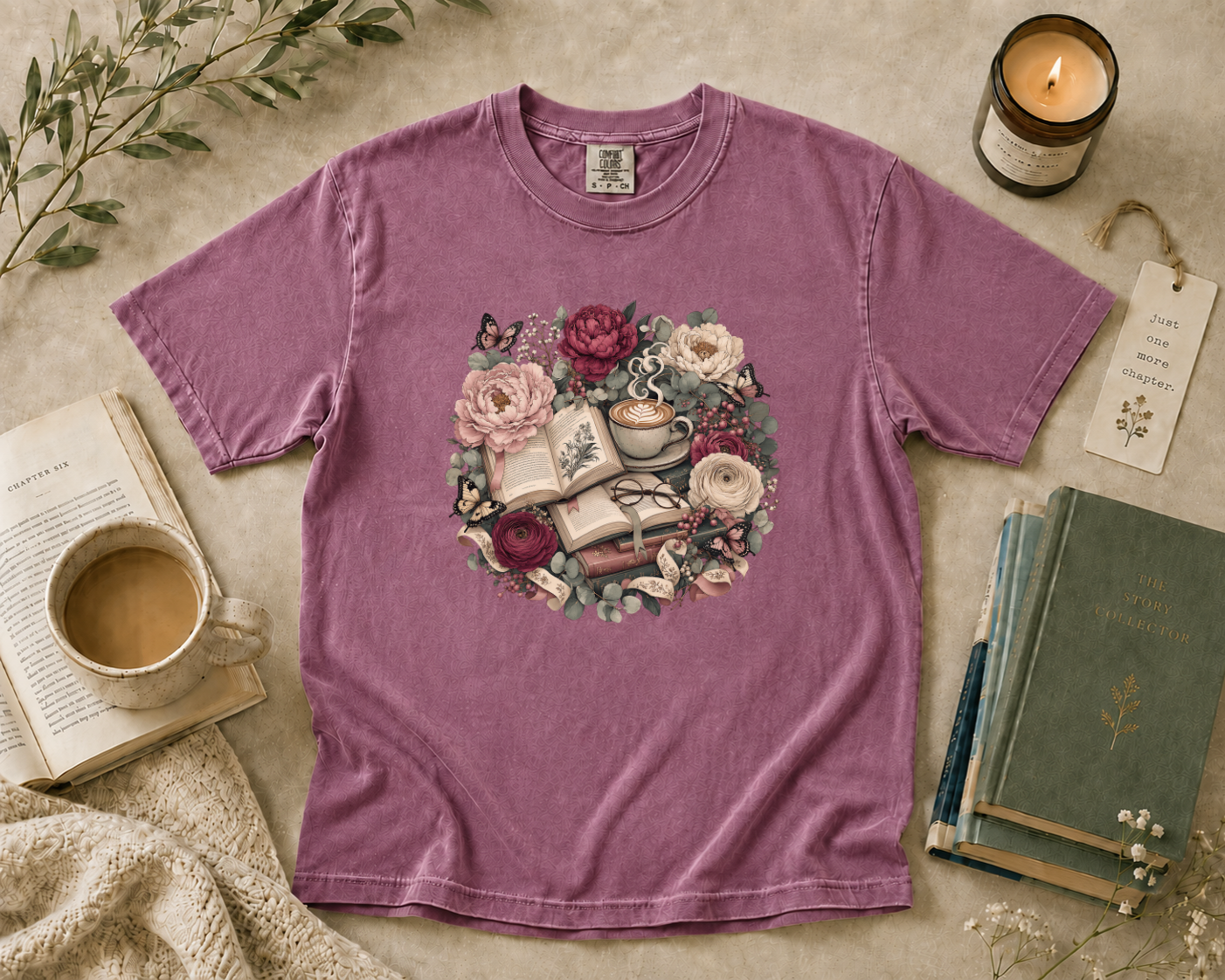 Floral Book Wreath T-Shirt