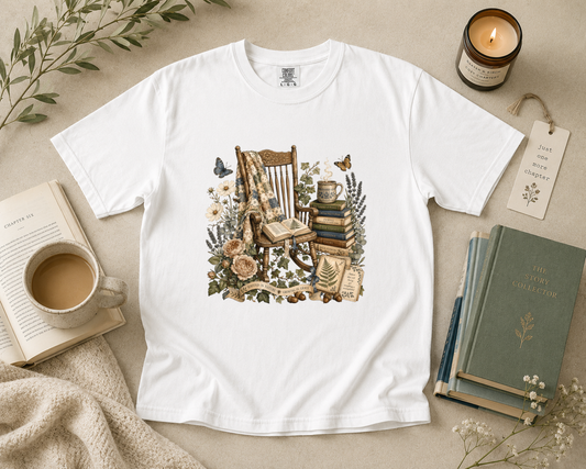 Vintage Rocking Chair Book Lover T-Shirt