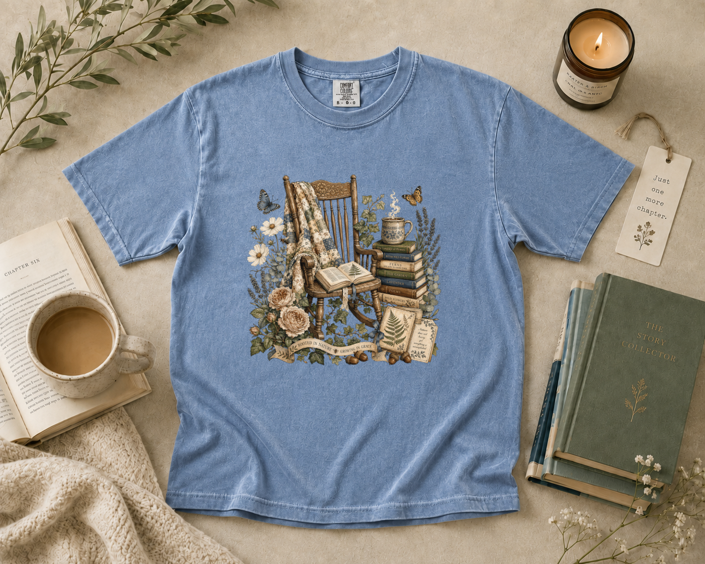 Vintage Rocking Chair Book Lover T-Shirt