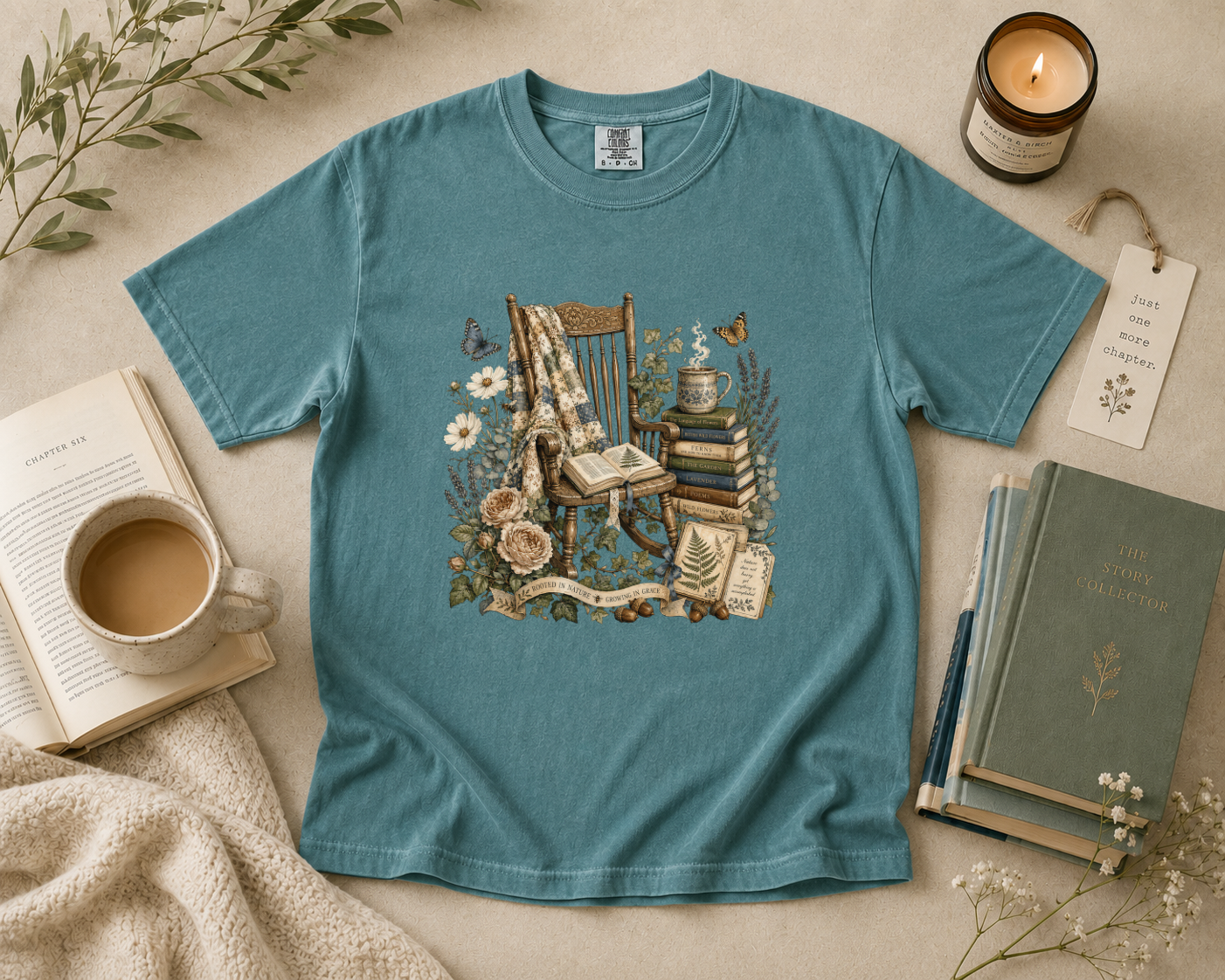 Vintage Rocking Chair Book Lover T-Shirt