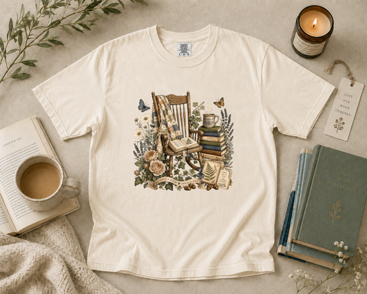 Vintage Rocking Chair Book Lover T-Shirt