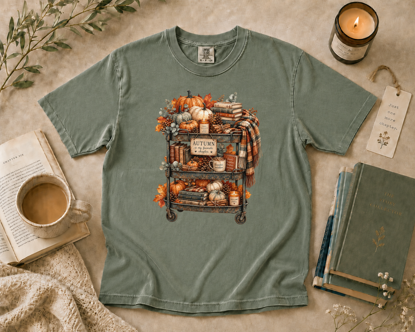 Fall Book Cart T-Shirt