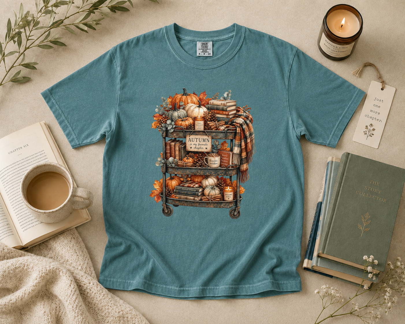 Fall Book Cart T-Shirt