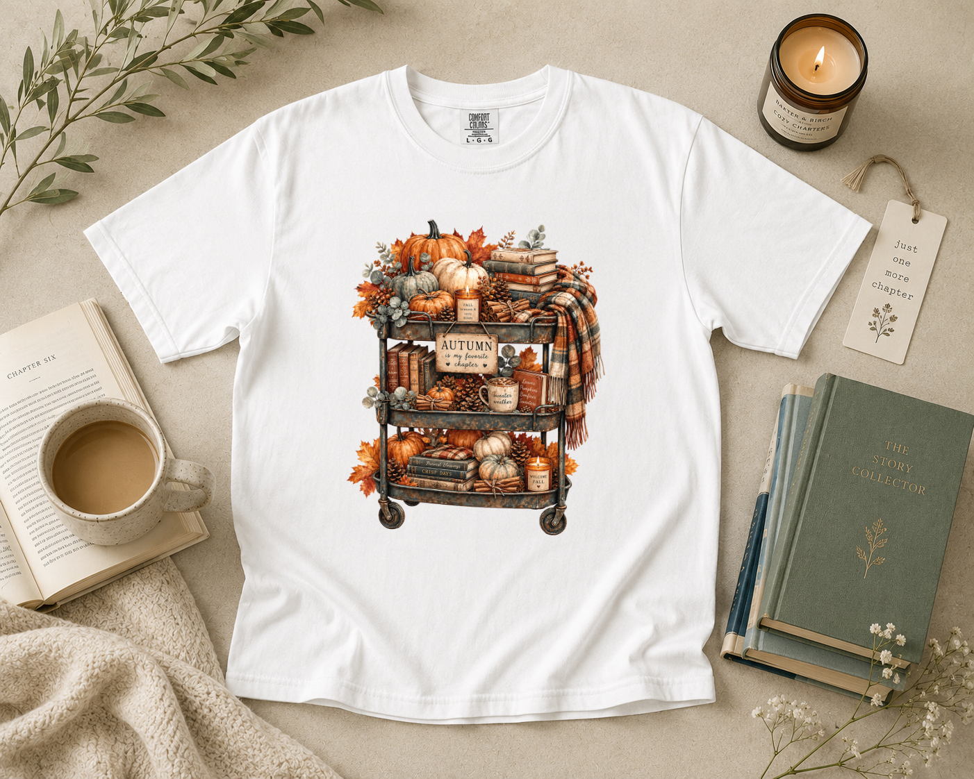 Fall Book Cart T-Shirt