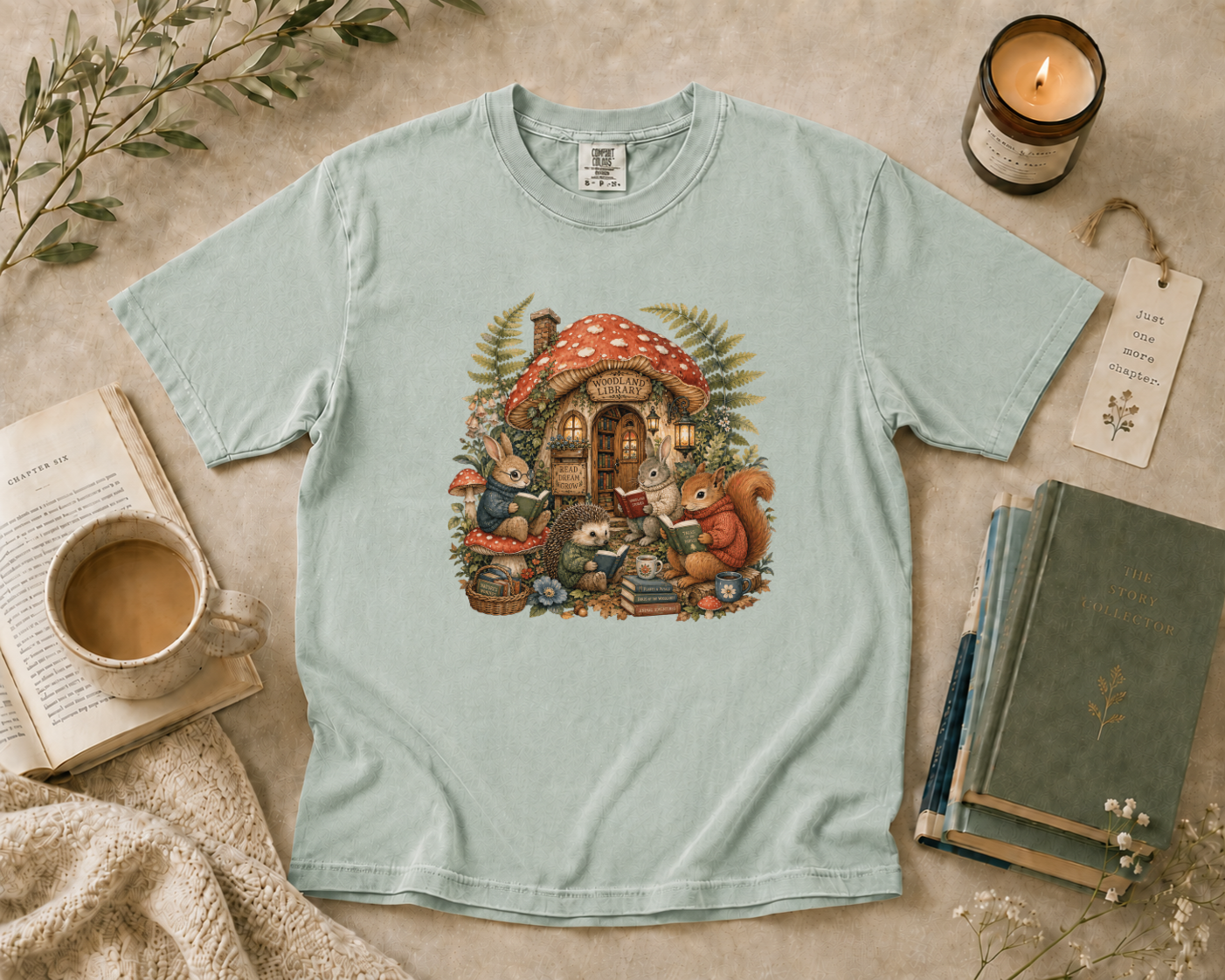 Woodland Mushroom Library T-Shirt