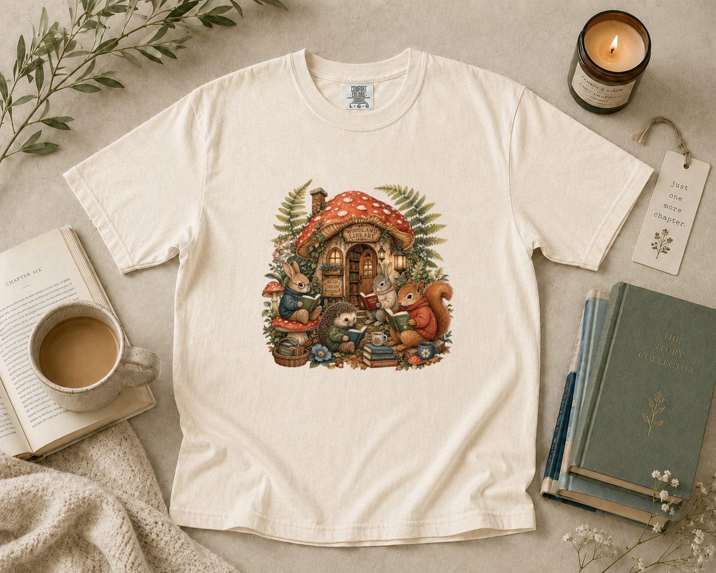 Woodland Mushroom Library T-Shirt