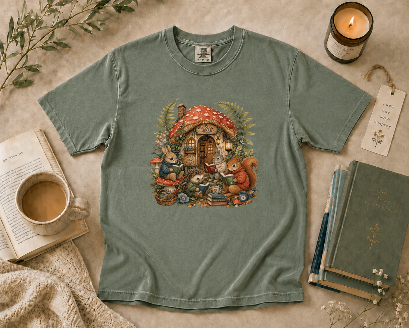 Woodland Mushroom Library T-Shirt