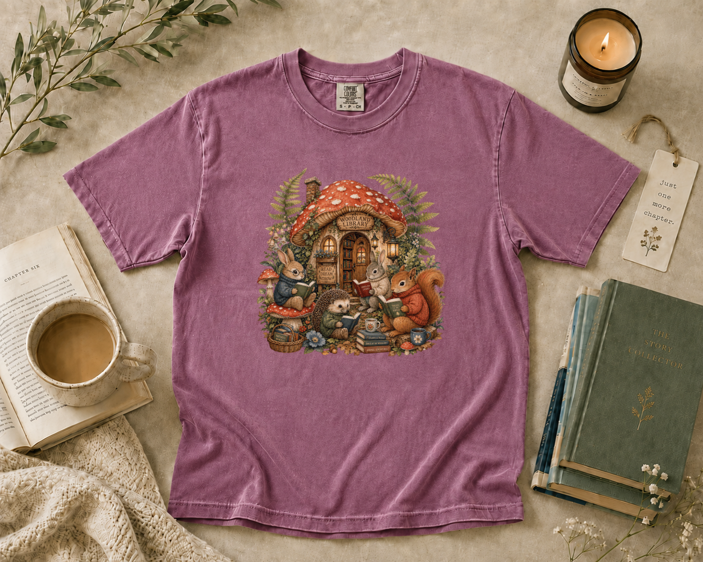 Woodland Mushroom Library T-Shirt