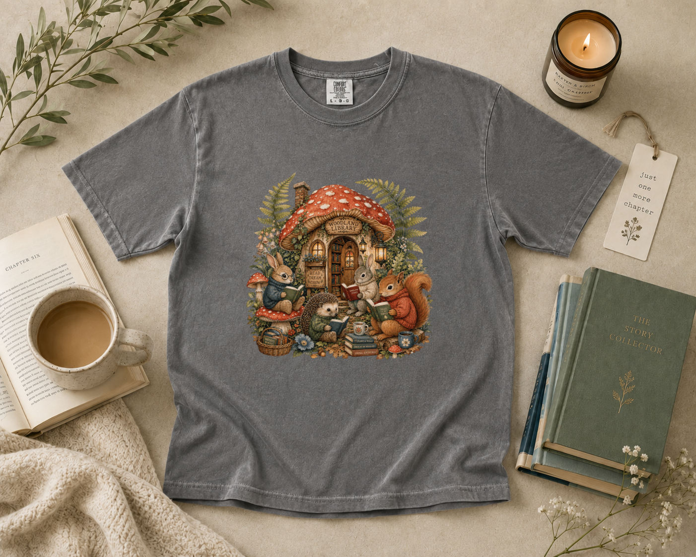 Woodland Mushroom Library T-Shirt