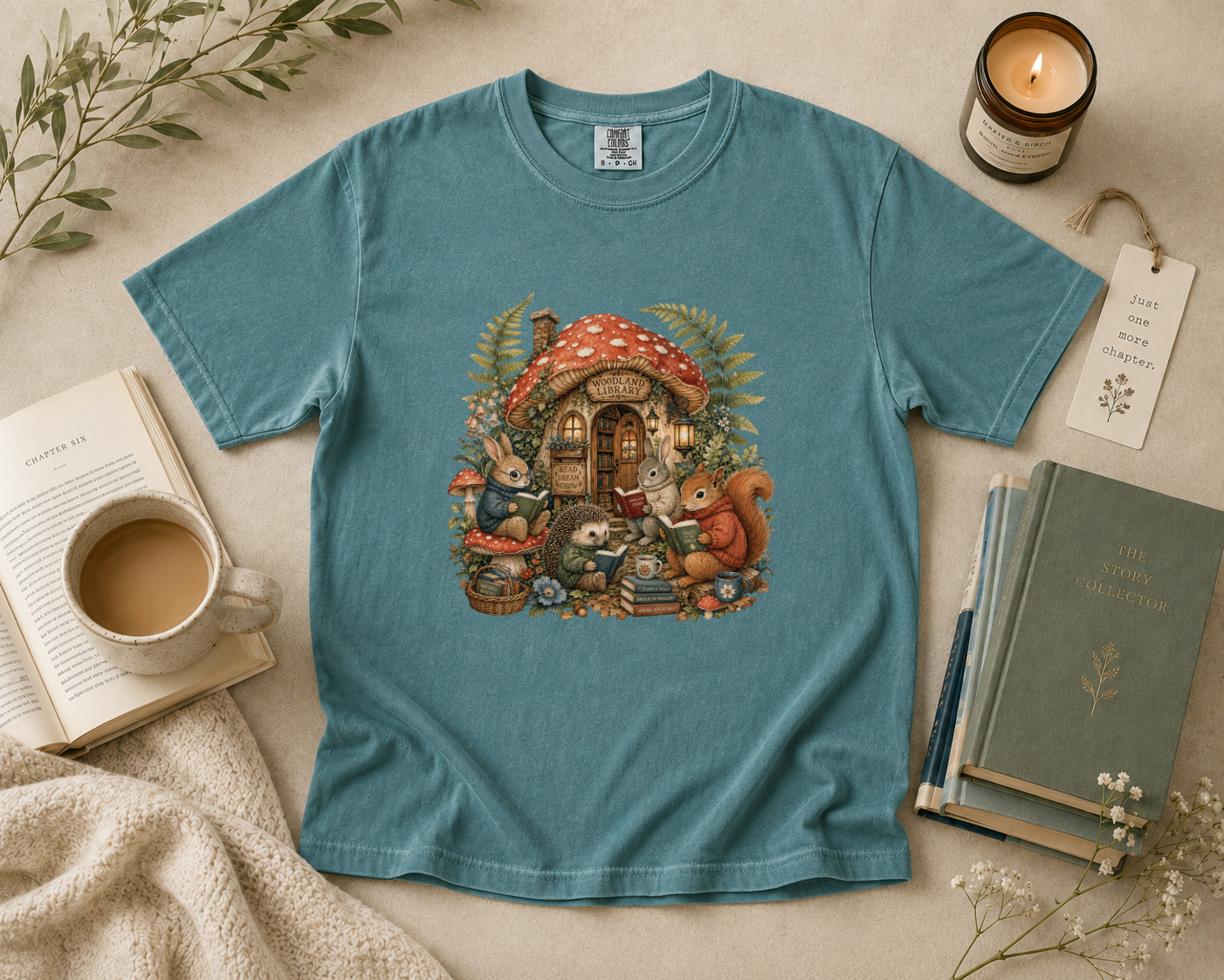 Woodland Mushroom Library T-Shirt