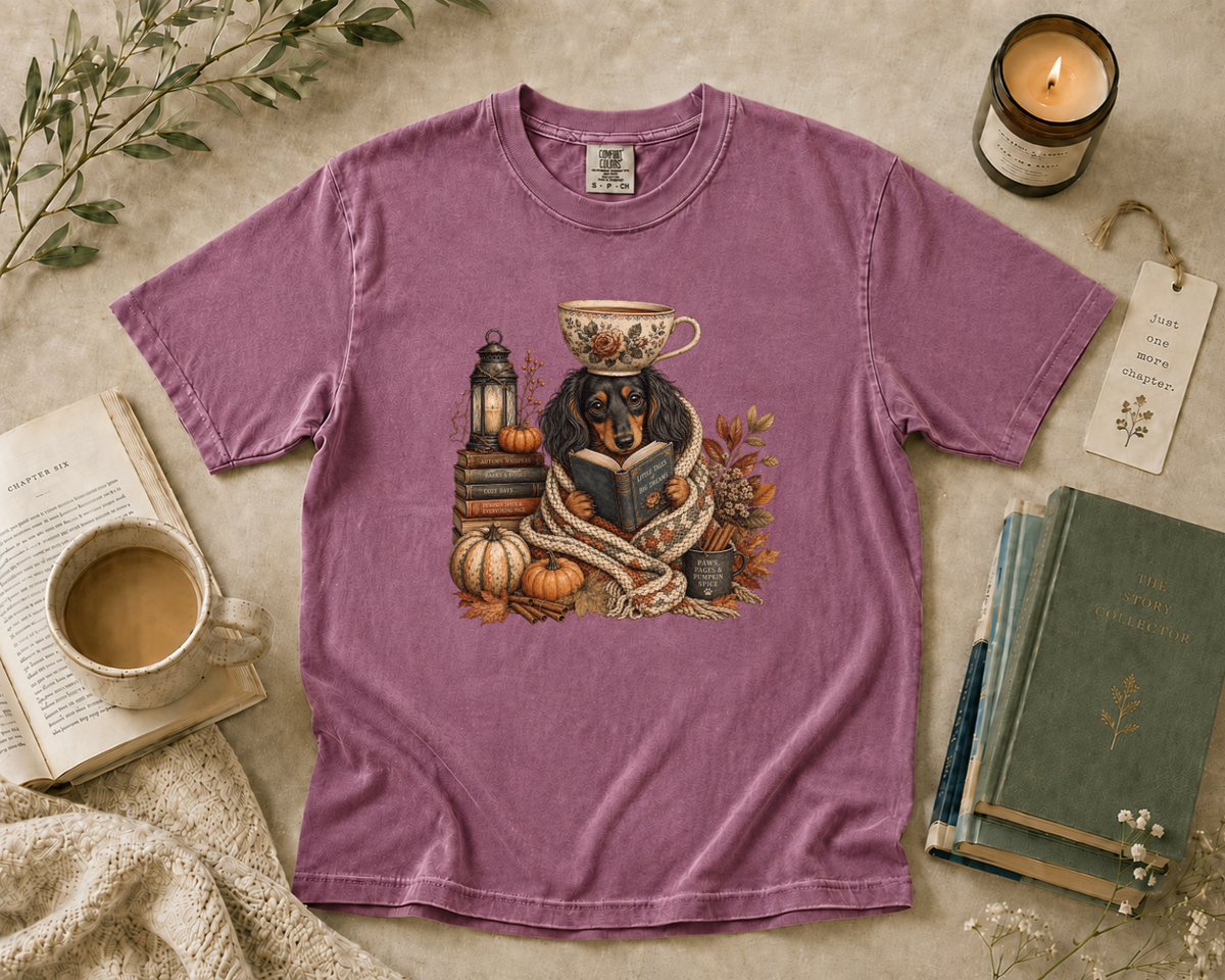 Dachshund Reading with Coffee T-Shirt
