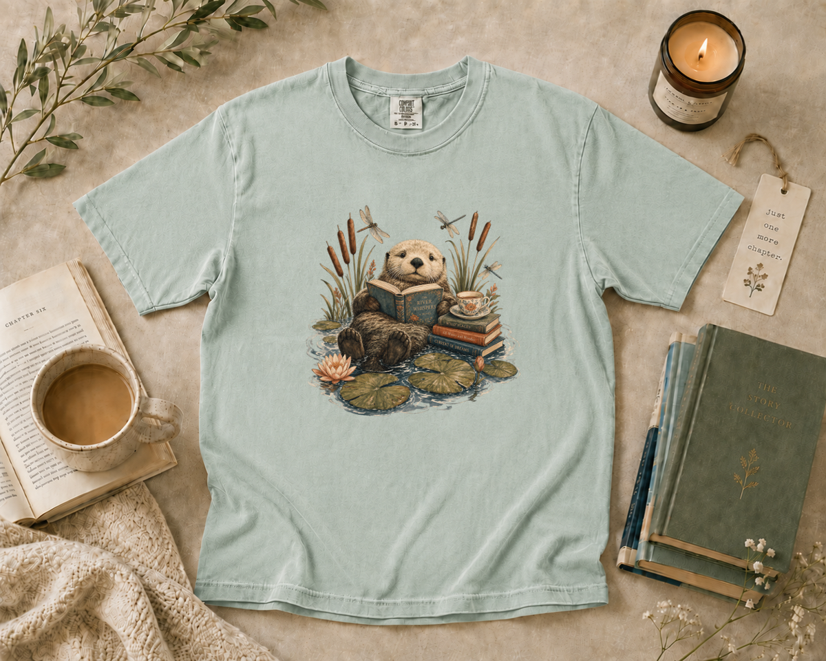 Sea Otter Reading Books T-Shirt