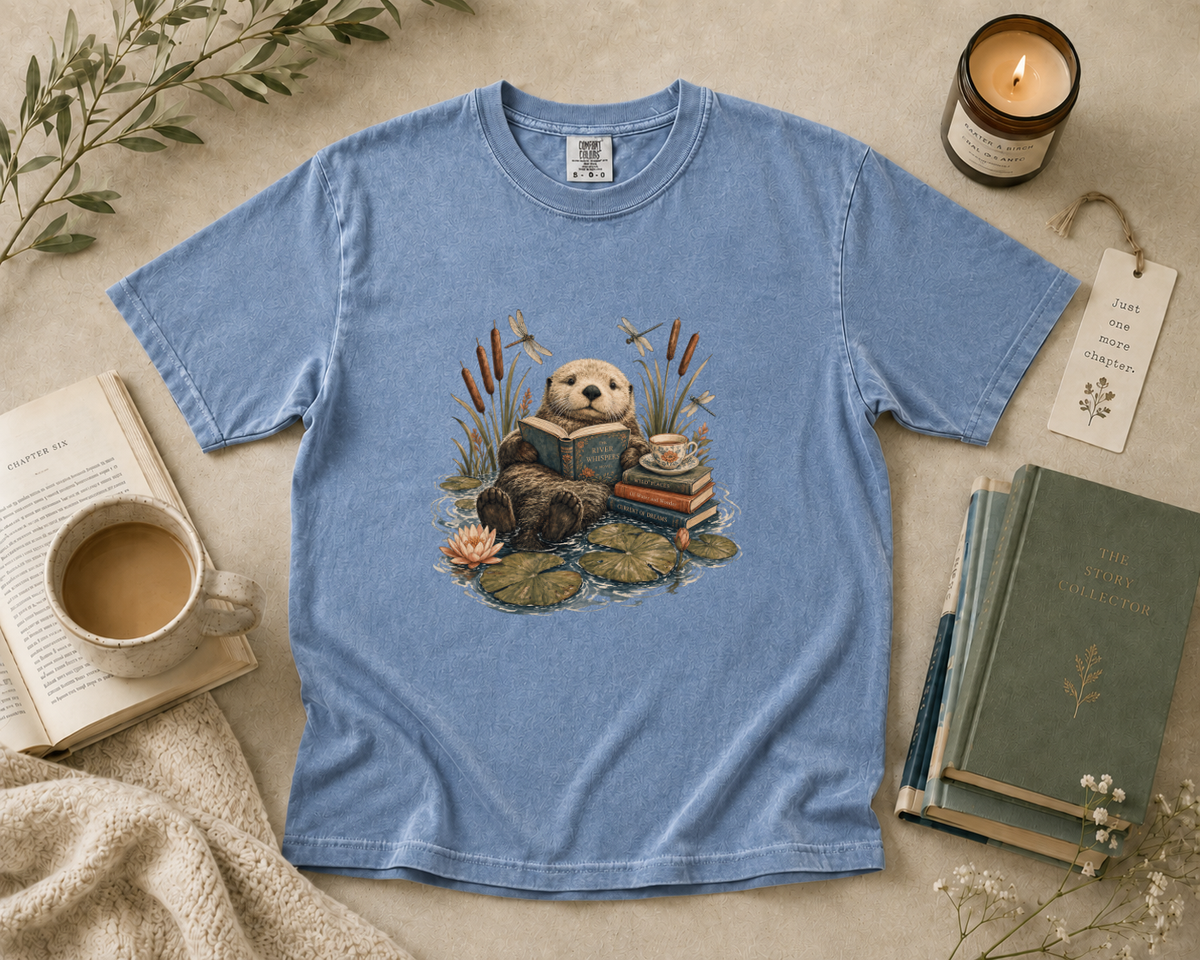 Sea Otter Reading Books T-Shirt