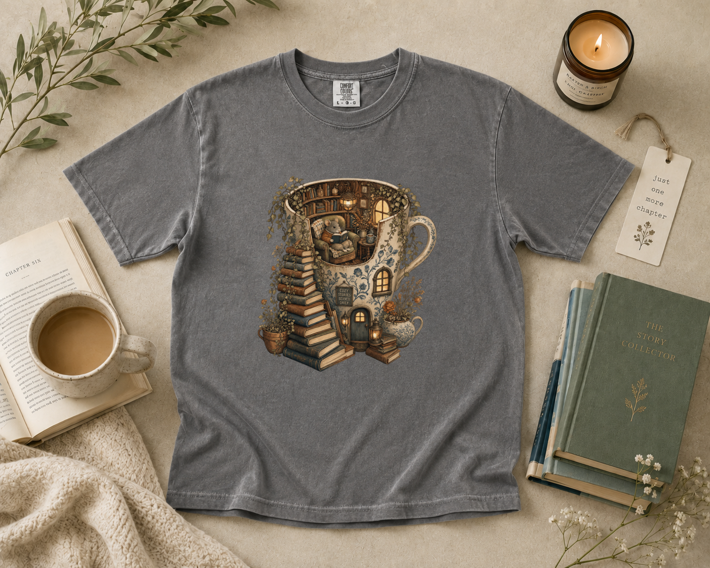 Coffee Mug Reading House T-Shirt