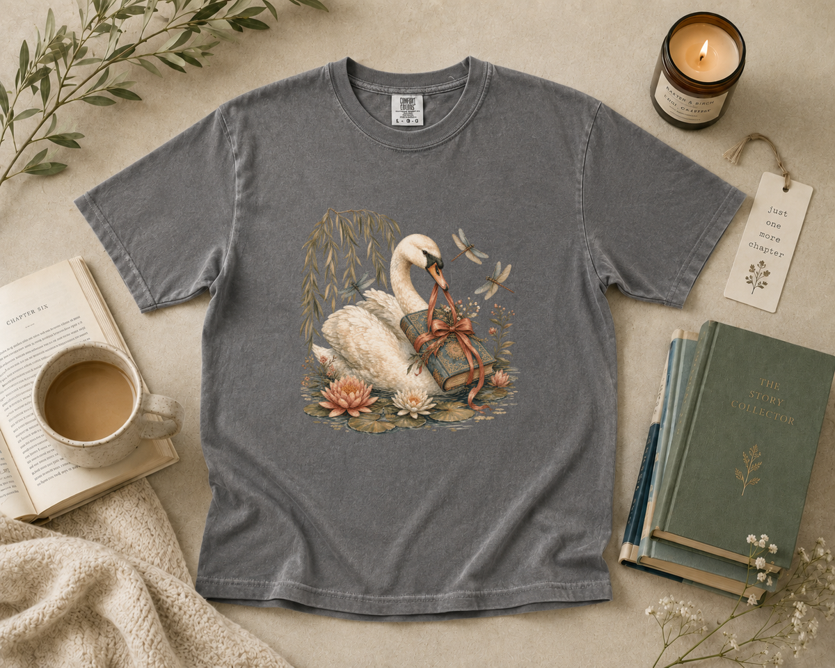 Swan Carrying a Vintage Book T-Shirt