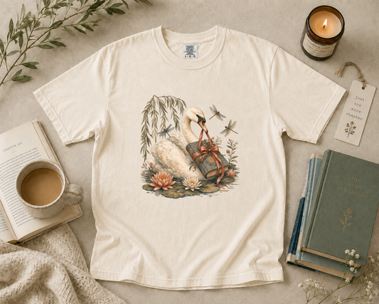 Swan Carrying a Vintage Book T-Shirt