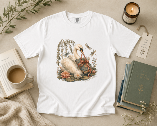 Swan Carrying a Vintage Book T-Shirt