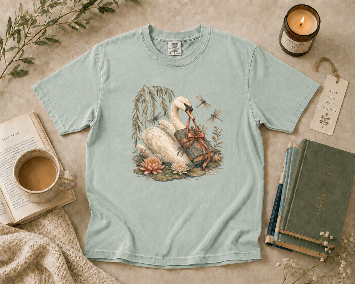 Swan Carrying a Vintage Book T-Shirt
