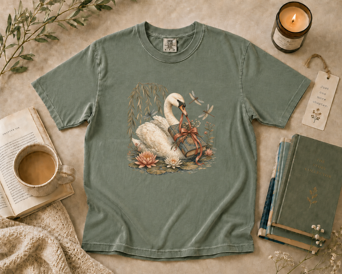 Swan Carrying a Vintage Book T-Shirt