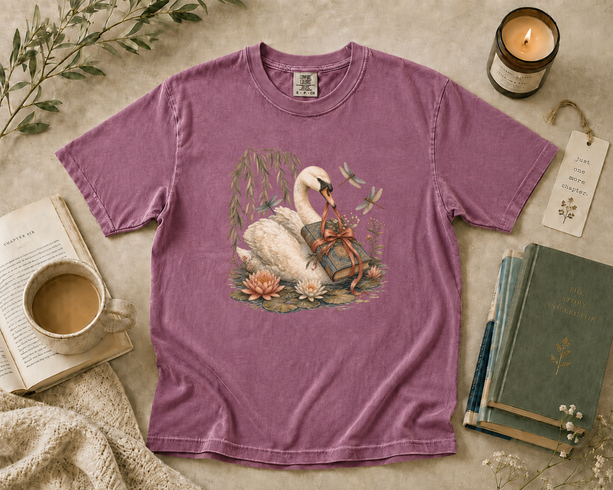 Swan Carrying a Vintage Book T-Shirt