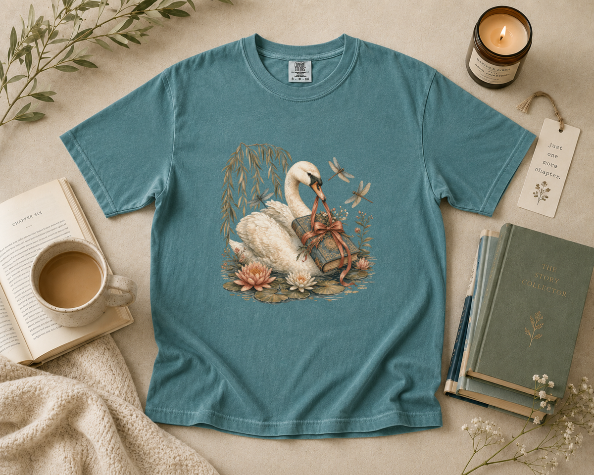 Swan Carrying a Vintage Book T-Shirt