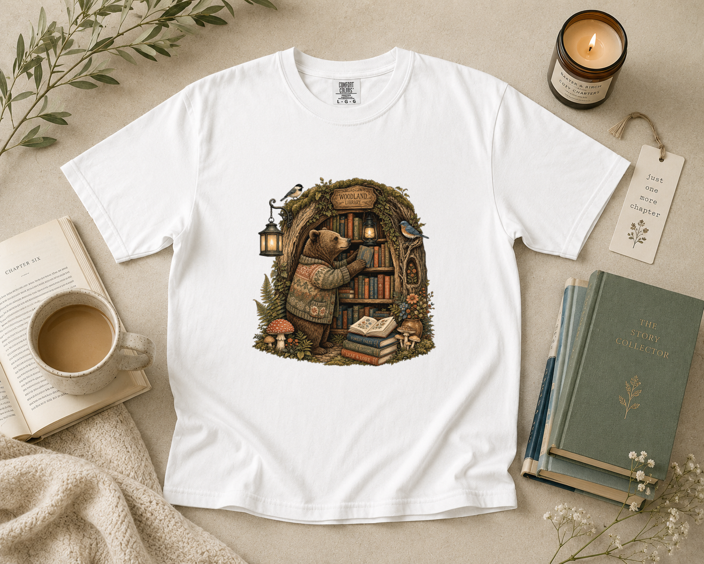 Woodland Bear Library T-Shirt
