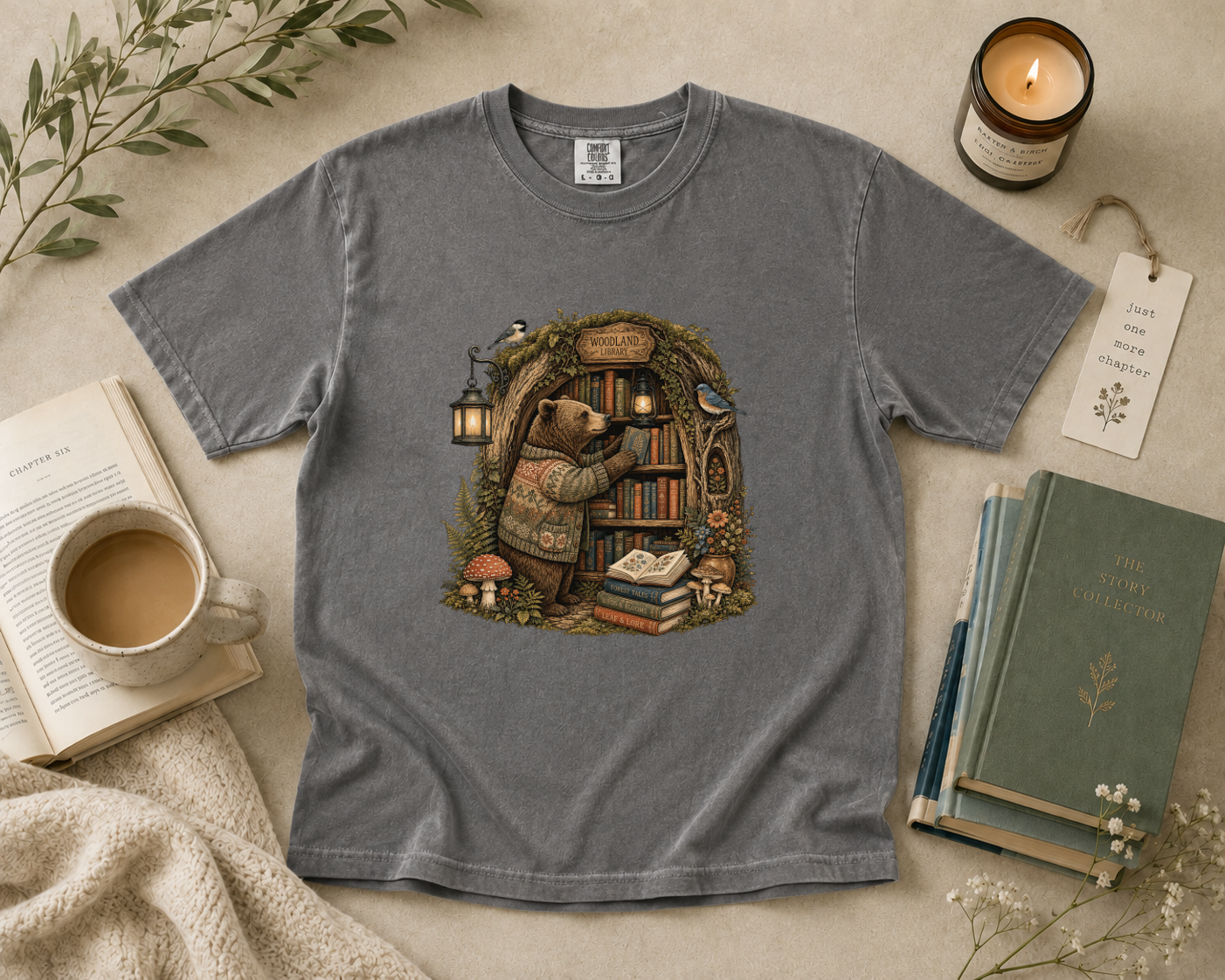 Woodland Bear Library T-Shirt