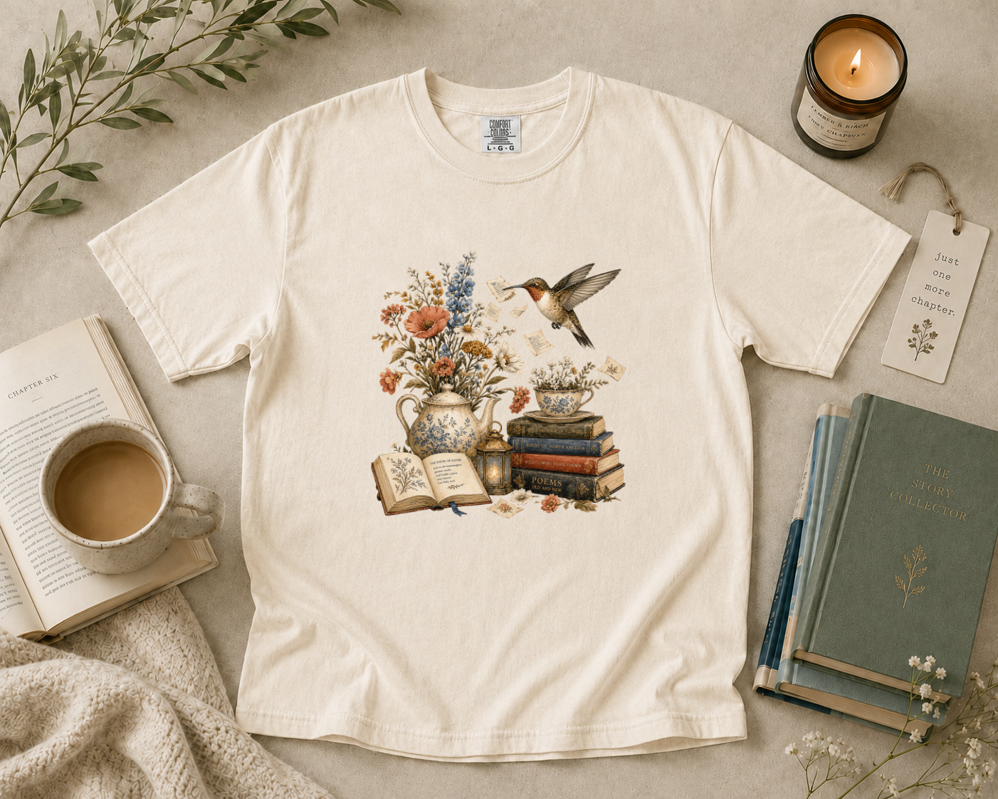 Hummingbird Gathering Book Pages T-Shirt