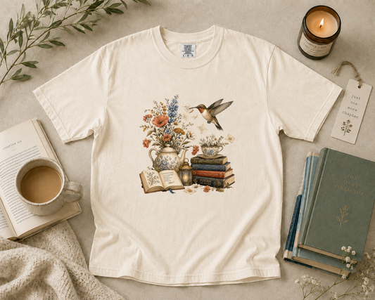 Hummingbird Gathering Book Pages T-Shirt