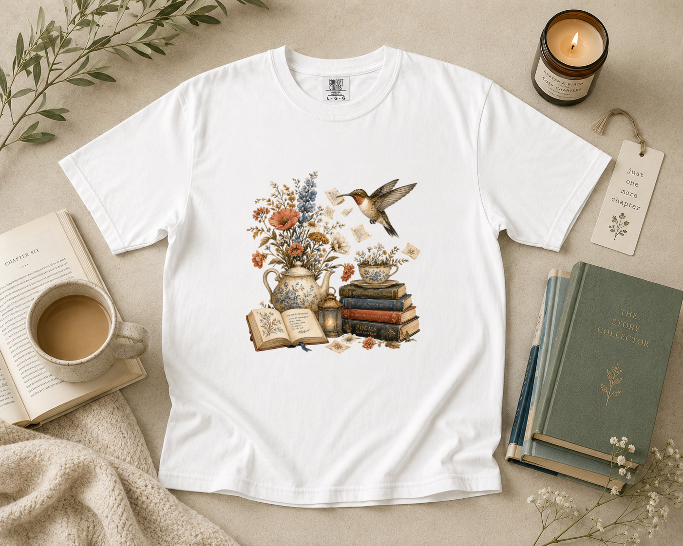 Hummingbird Gathering Book Pages T-Shirt