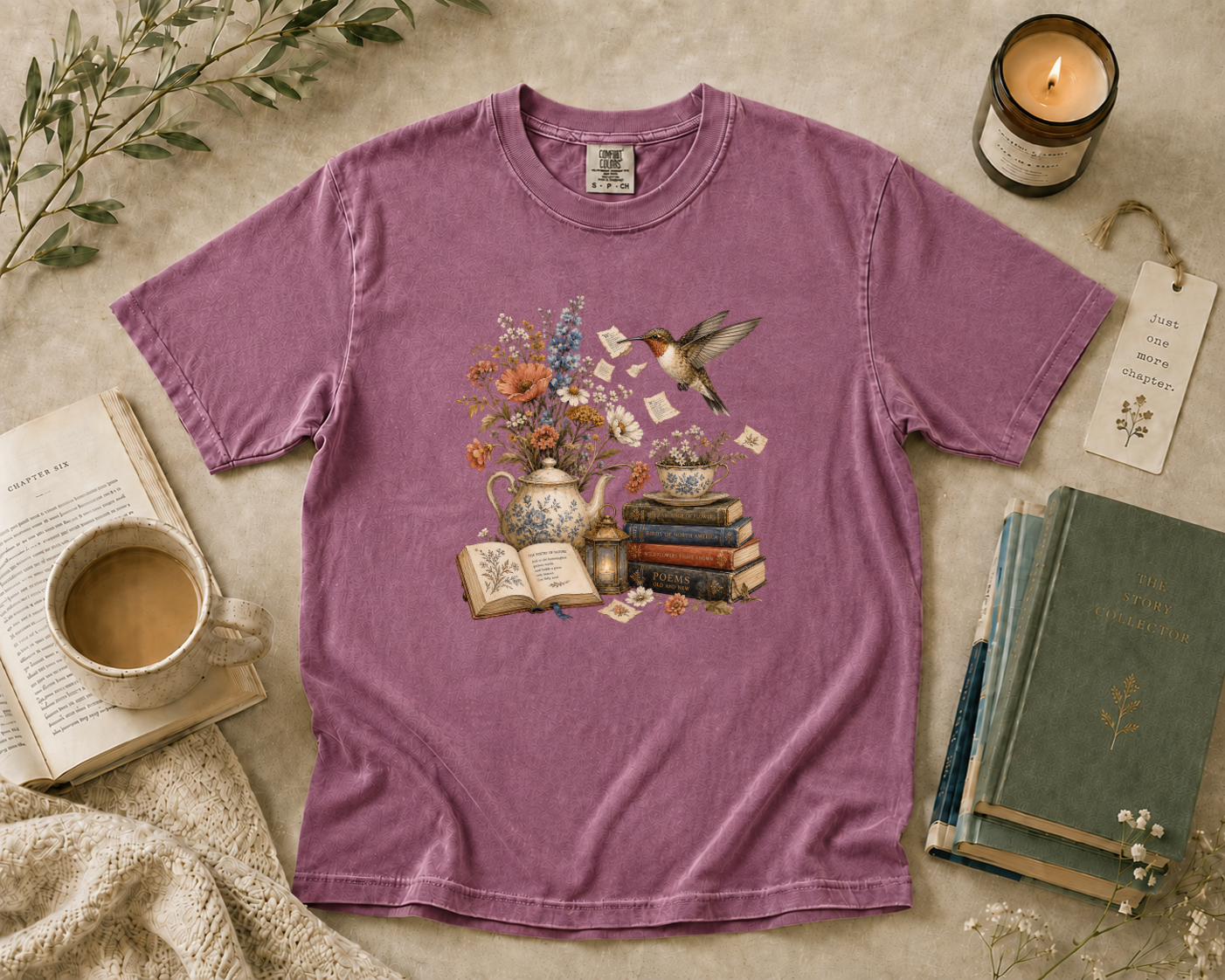 Hummingbird Gathering Book Pages T-Shirt
