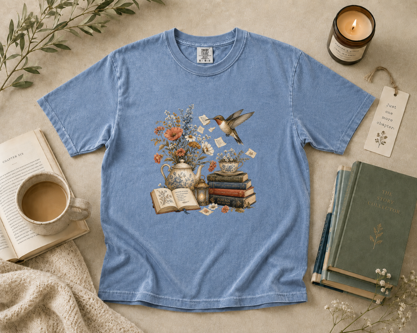 Hummingbird Gathering Book Pages T-Shirt