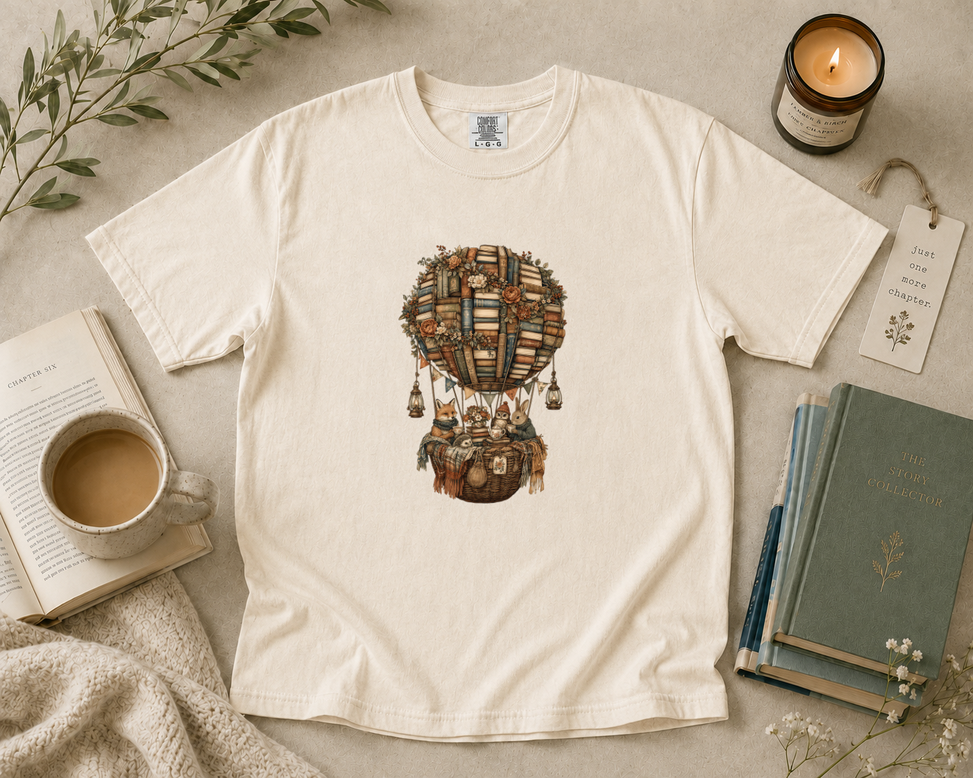 Hot Air Balloon Made of Books T-Shirt