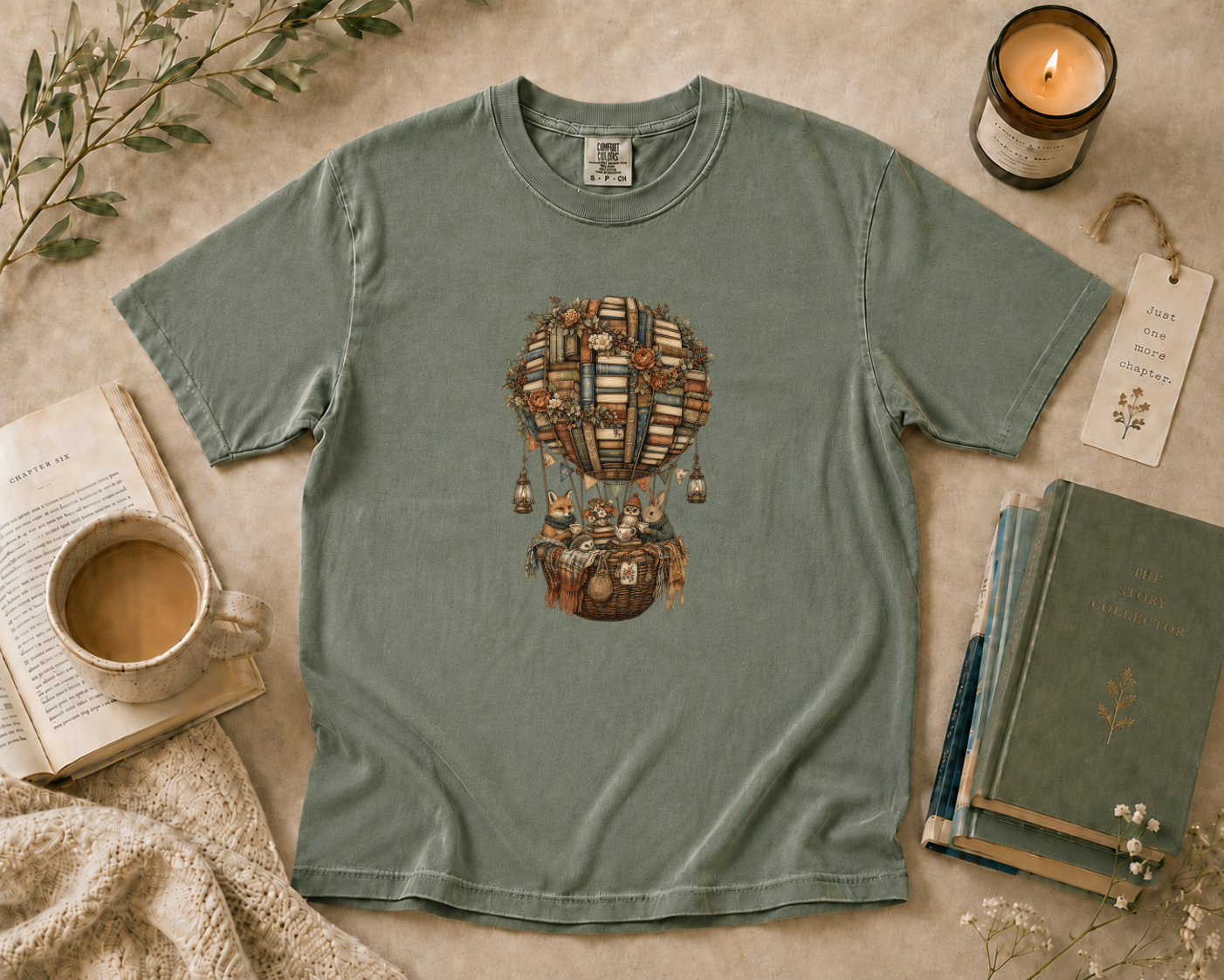 Hot Air Balloon Made of Books T-Shirt
