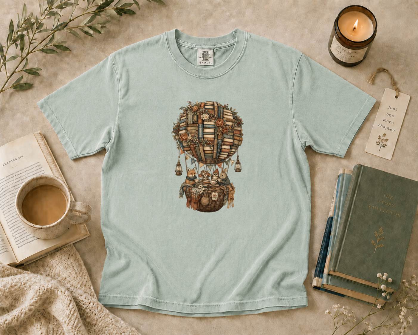 Hot Air Balloon Made of Books T-Shirt