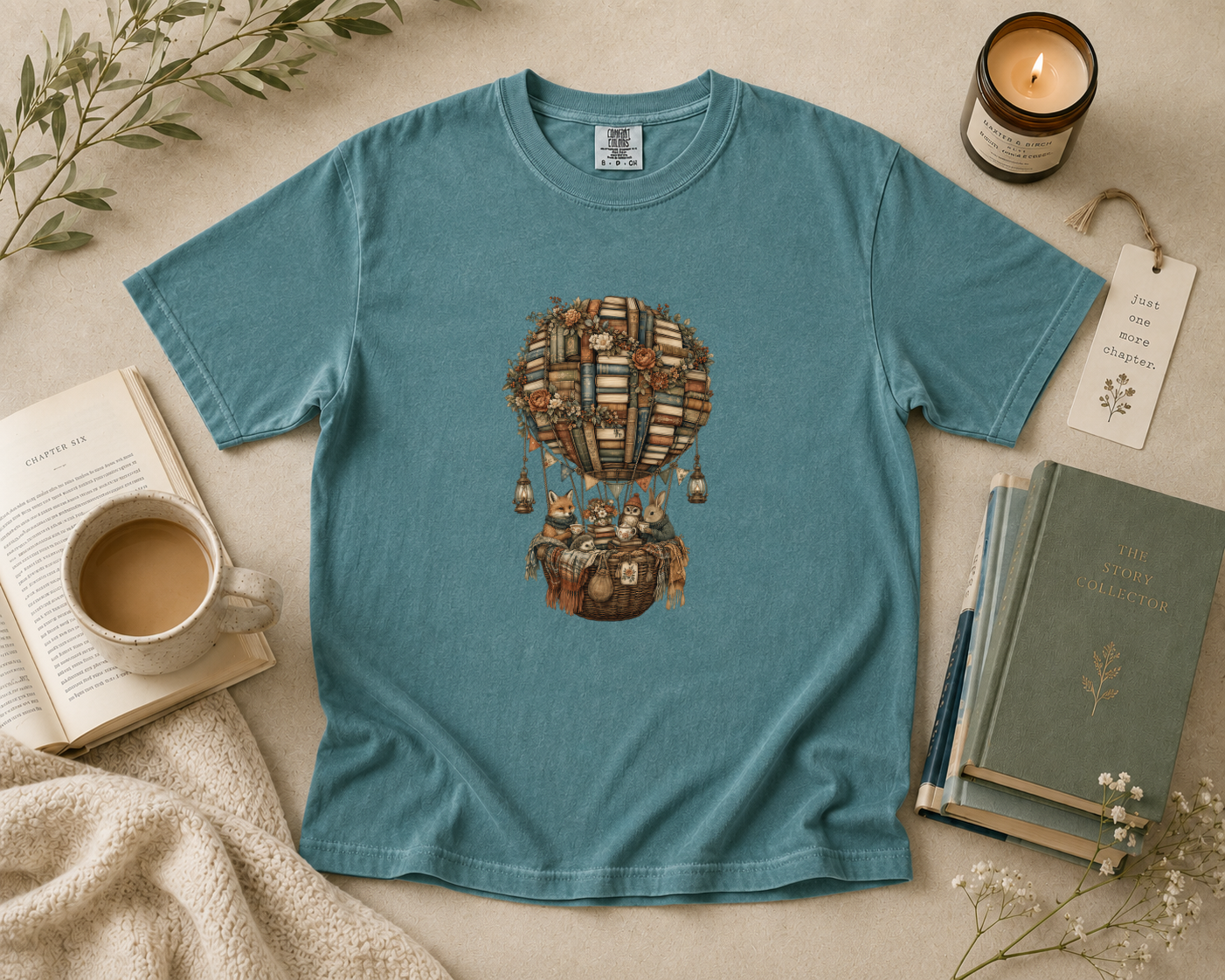 Hot Air Balloon Made of Books T-Shirt