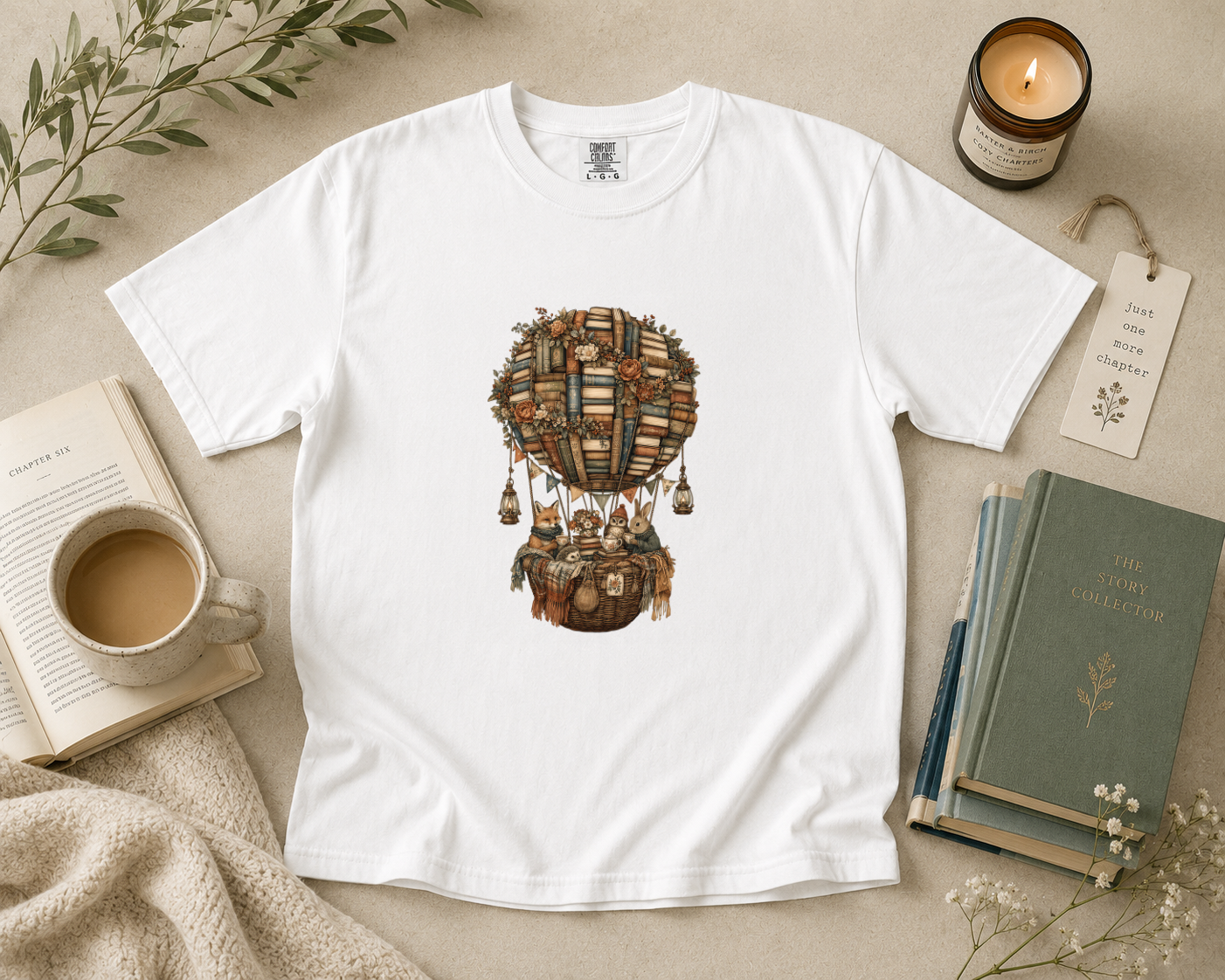 Hot Air Balloon Made of Books T-Shirt