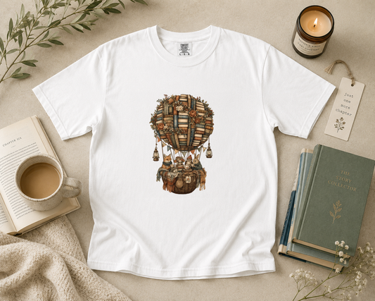 Hot Air Balloon Made of Books T-Shirt