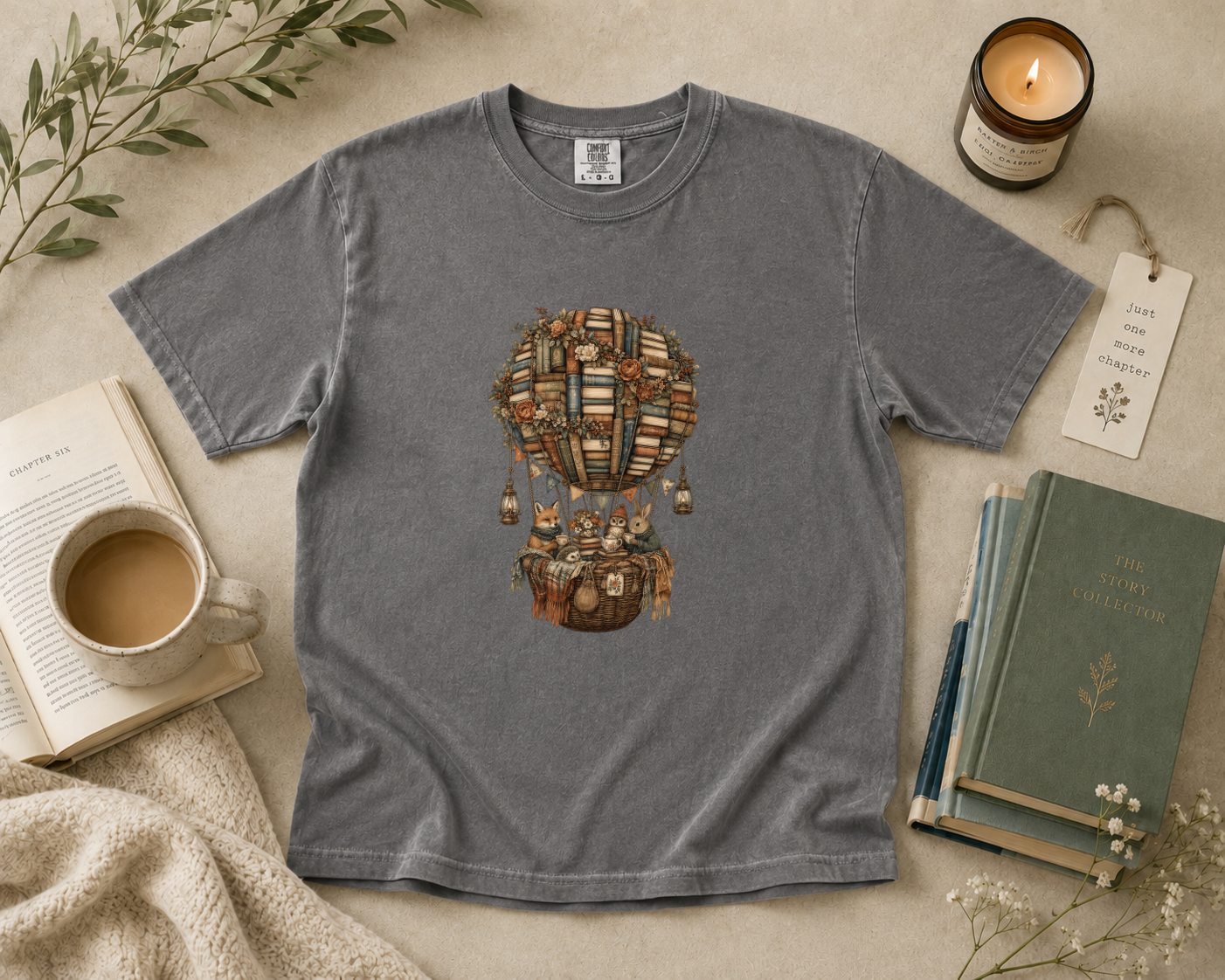 Hot Air Balloon Made of Books T-Shirt