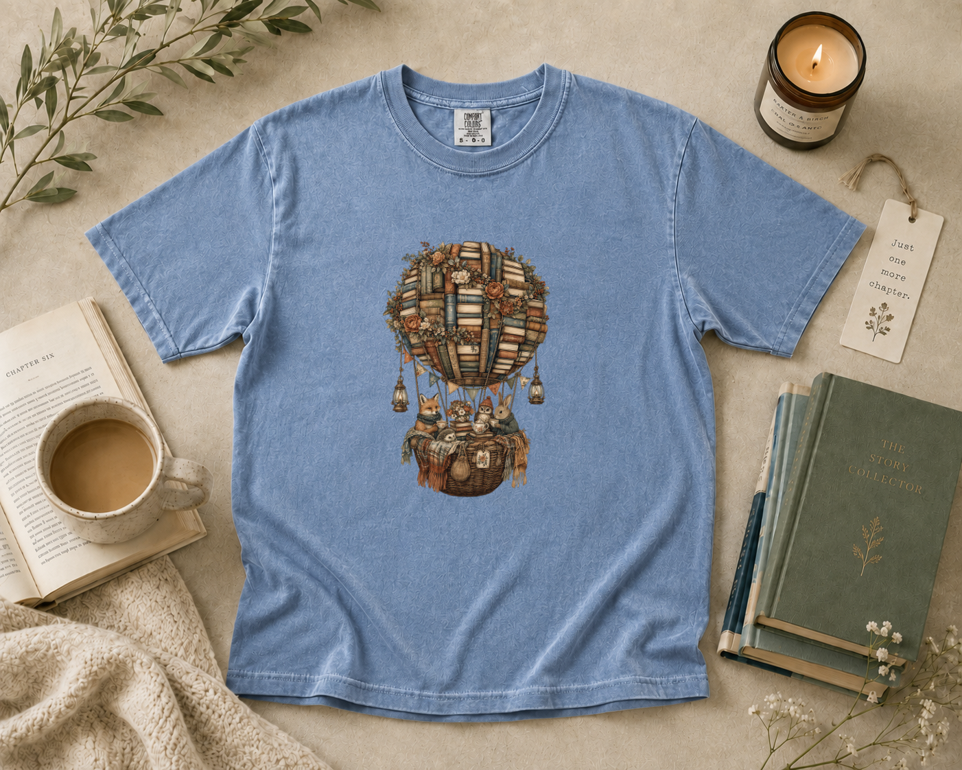 Hot Air Balloon Made of Books T-Shirt