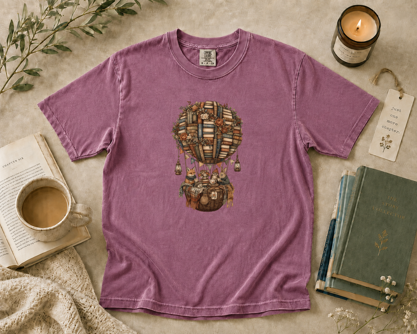 Hot Air Balloon Made of Books T-Shirt