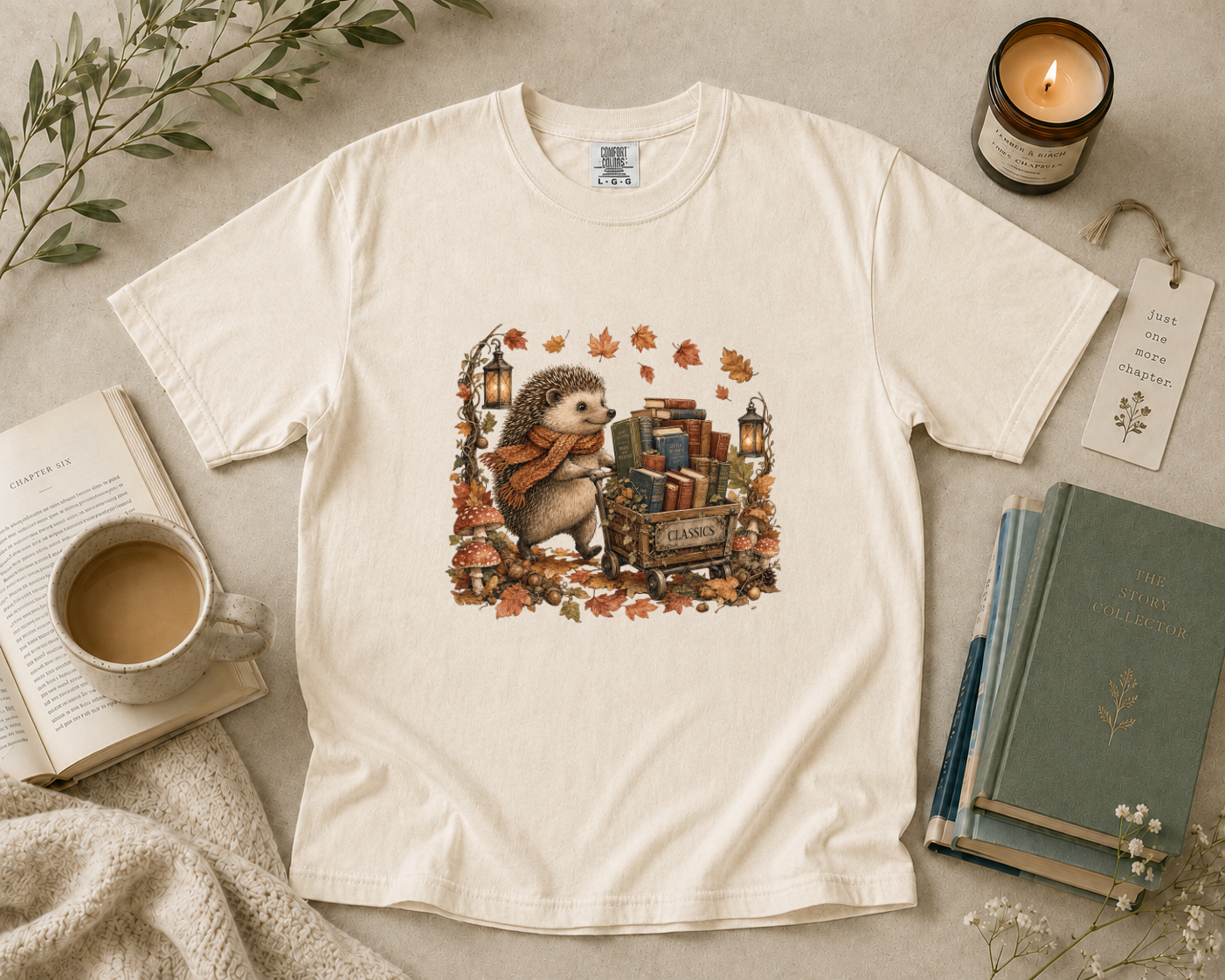 Hedgehog Book Cart T-Shirt